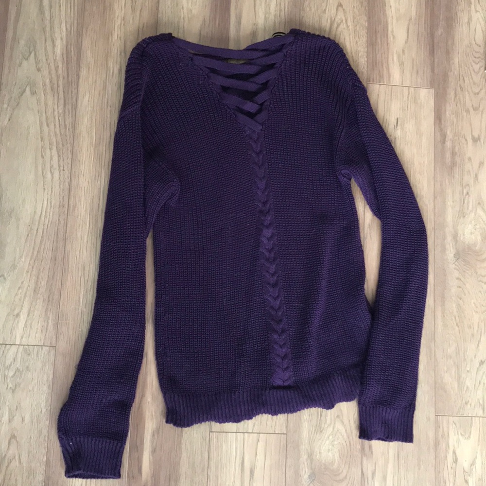 Plum cross back sweater